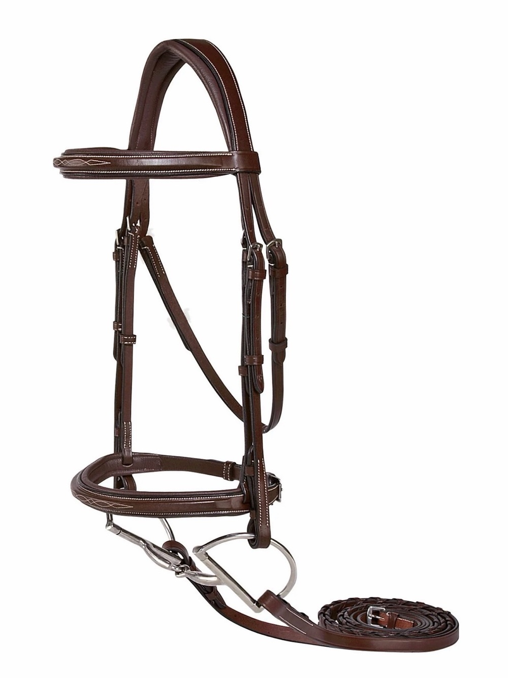 Dover Suffolk Brown Leather Single Crown Hunter Horse Bridle with Reins - Horse